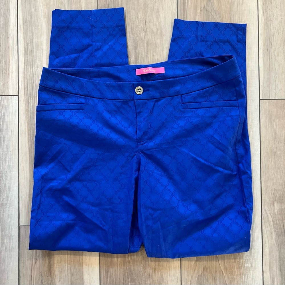 Lilly Pulitzer Royal Blue Pants Women’s Size 12 Stretch Cotton Casual Preppy - Picture 2 of 5